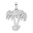 De-Ani Sterling Silver Rhodium-Plated Polished Two Palm Trees Pendant