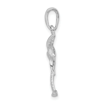 De-Ani Sterling Silver Rhodium-Plated Palm Tree with Textured Trunk Pendant