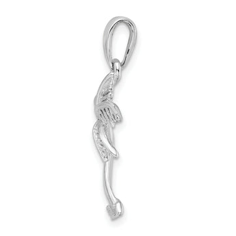 De-Ani Sterling Silver Rhodium-Plated Polished Palm Tree Pendant