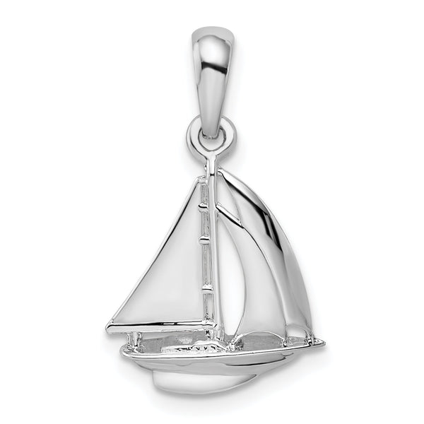 De-Ani Sterling Silver Polished 3D Sailboat Pendant
