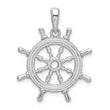 De-Ani Sterling Silver Rhodium-Plated Polished Cut-Out 3D Ships Wheel Pendant