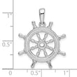 De-Ani Sterling Silver Rhodium-Plated Polished Cut-Out 3D Ships Wheel Pendant