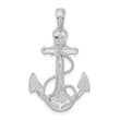 De-Ani Sterling Silver Rhodium-Plated Polished Anchor with Rope Pendant