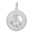 De-Ani Sterling Silver Rhodium-Plated Textured Turks and Caicos with Sailboat Pendant