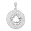 De-Ani Sterling Silver Rhodium-Plated Textured Turks and Caicos Dolphins Pendant
