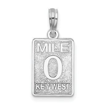 De-Ani Sterling Silver Rhodium-Plated Polished 0 Mile Marker Key West Pendant