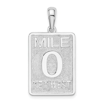De-Ani Sterling Silver Rhodium-Plated Polished 0 Mile Marker Key West Pendant