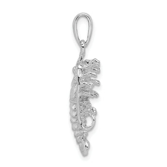 De-Ani Sterling Silver Rhodium-Plated Polished Medium Florida Lobster Pendant