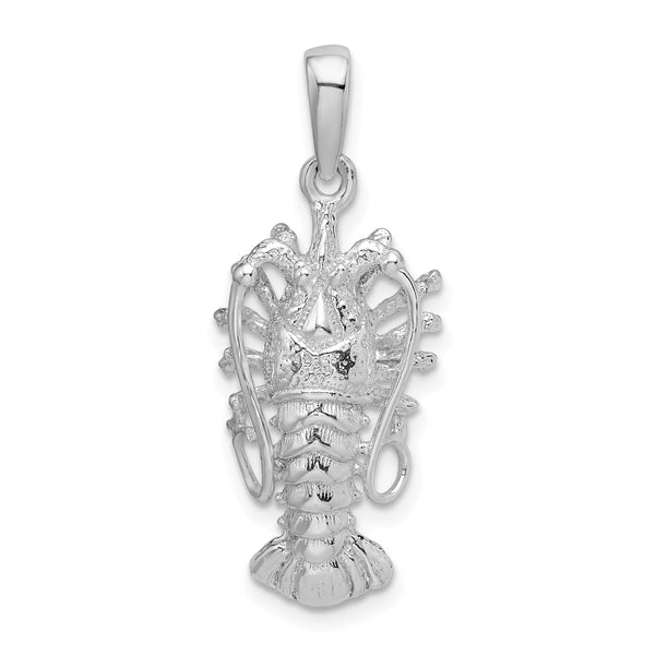 De-Ani Sterling Silver Rhodium-Plated Polished Medium Florida Lobster Pendant