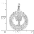 De-Ani Sterling Silver Rhodium-Plated Textured Siesta Key Florida with Palm Tree Pendant