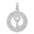 De-Ani Sterling Silver Rhodium-Plated Textured Siesta Key Florida with Key Pendant