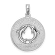 De-Ani Sterling Silver Rhodium-Plated Textured Key West with Dolphins Pendant