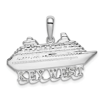 De-Ani Sterling Silver Rhodium-Plated Polished Key West Cruise Ship Pendant