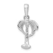 De-Ani Sterling Silver Rhodium-Plated Polished Palm Tree with Coconuts Pendant
