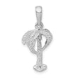 De-Ani Sterling Silver Rhodium-Plated Polished Palm Tree with Coconuts Pendant