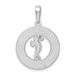 De-Ani Sterling Silver Rhodium-Plated Polished Bonaire Circle Seahorse Pendant