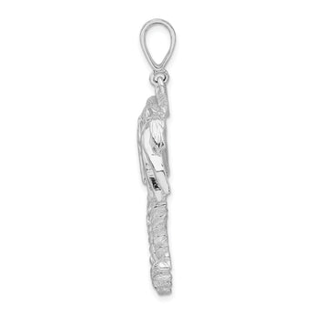 De-Ani Sterling Silver Rhodium-Plated Polished Palm Trees Pendant