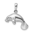 De-Ani Sterling Silver Rhodium-Plated Polished 3D Manatee Pendant