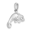 De-Ani Sterling Silver Rhodium-Plated Polished 3D Manatee Pendant