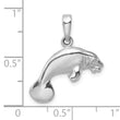 De-Ani Sterling Silver Rhodium-Plated Polished 3D Manatee Pendant