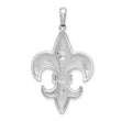 De-Ani Sterling Silver Rhodium-Plated Polished Large Fleur de Lis Pendant