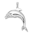 De-Ani Sterling Silver Rhodium-Plated Polished 3D Jumping Dolphin Pendant