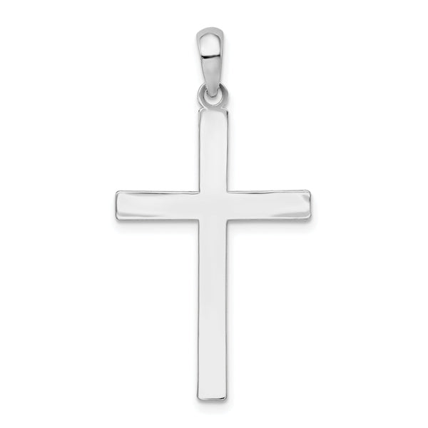 De-Ani Sterling Silver Polished Front Textured Back Latin Cross Pendant