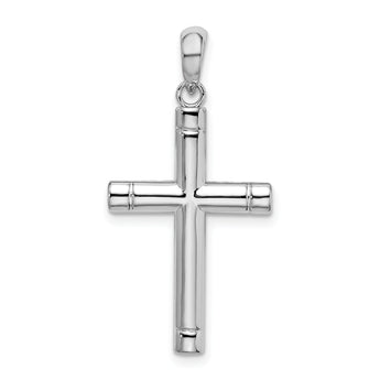 De-Ani Sterling Silver Polished Tubular Latin Cross Pendant