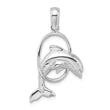 De-Ani Sterling Silver Rhodium-Plated Dolphin Jumping Thru Hoop Pendant
