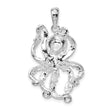 De-Ani Sterling Silver Rhodium-Plated Polished Textured Octopus Pendant