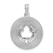 De-Ani Sterling Silver Rhodium-Plated Textured Bahamas with Dolphins Pendant