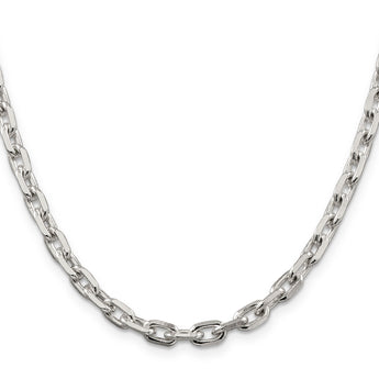 Sophia Jewelers Sterling Silver 925 Women's Polished Beveled Cable Chain Necklace - 24