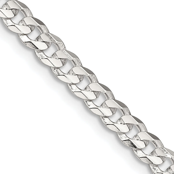 Sterling Silver 4.5mm Concave Beveled Curb Chain