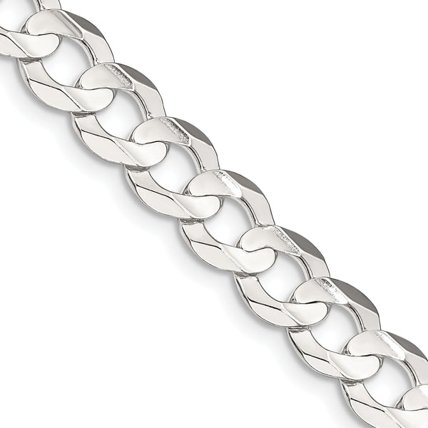 Sterling Silver 8mm Concave Beveled Curb Chain