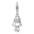 Sterling Silver 925 Wedding Bell Pendant with CZ and Pearl Elegance