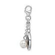Sterling Silver Enamel Pearl Charm with Rhodium Finish