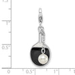 Sterling Silver Enamel Pearl Charm with Rhodium Finish