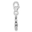 Amore La Vita Sterling Silver Rhodium-plated Polished Antiqued CZ Anchor with Heart Charm with Fancy Lobster Clasp