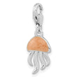 Amore La Vita Sterling Silver Rhodium-plated Polished 3-D Glitter Enameled Jellyfish Charm with Fancy Lobster Clasp