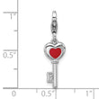 SS Amore La Vita Rh-plated Enameled  3-D CZ and Red Heart Key Charm