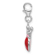 SS Amore La Vita Rh-pl Enamel Swarovski Crystal Red Heart Crown Charm