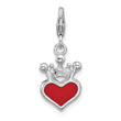 SS Amore La Vita Rh-pl Enamel Swarovski Crystal Red Heart Crown Charm