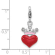 SS Amore La Vita Rh-pl Enamel Swarovski Crystal Red Heart Crown Charm