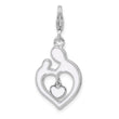 SS Amore La Vita Rh-pl Enamel Mom/Child Reversible Dangle Heart Charm