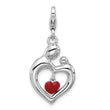 SS Amore La Vita Rh-pl Enamel Mom/Child Reversible Dangle Heart Charm