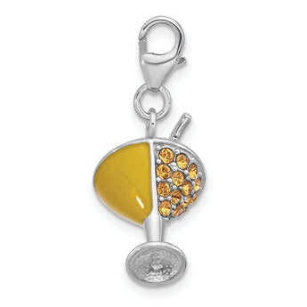 SS Amore La Vita Rhod-pl Enamel Swarov Crystal 3-D Martini Glass Charm