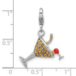 SS Amore La Vita Rhod-pl Enamel Swarov Crystal 3-D Martini Glass Charm