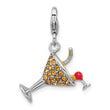 SS Amore La Vita Rhod-pl Enamel Swarov Crystal 3-D Martini Glass Charm