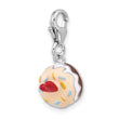 SS Amore La Vita Rh-plated Enameled Red Heart Topped 3-D Cake Charm