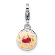 SS Amore La Vita Rh-plated Enameled Red Heart Topped 3-D Cake Charm
